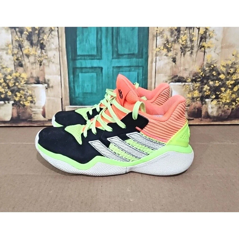 Adidas Harden Stepback J Black/Neon Green/Orange Men's Size 7 Basketball Shoes